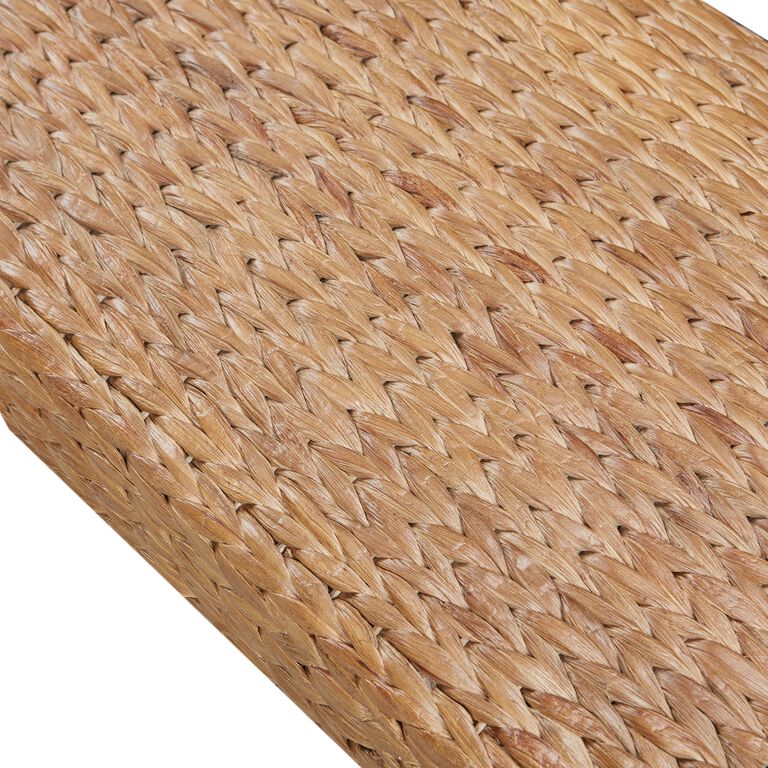 Woven Seagrass and Brown Wood Bench image number 6