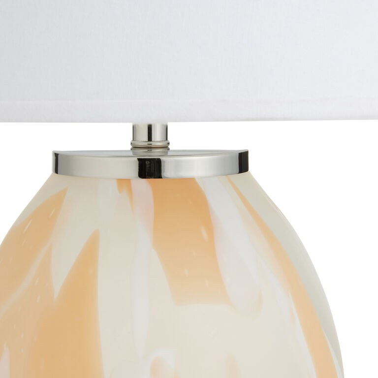 Issey Peach and White Blown Art Glass Table Lamp Base image number 4