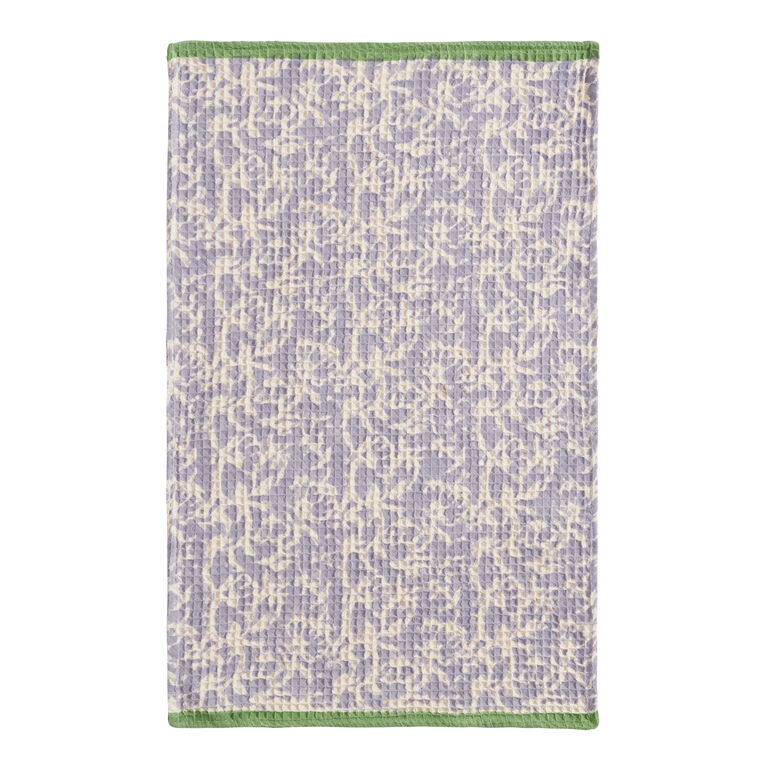 Audrey Lavender Floral Waffle Weave Block Print Hand Towel image number 2