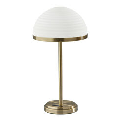 Milford Frosted Glass Dome and Antique Brass LED Table Lamp
