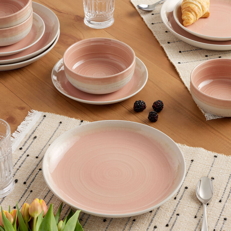 Rosa Pink And Tan Ombre Reactive Glaze Dinnerware Collection image number 1
