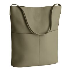 Olive Green Faux Leather Minimalist Hobo Tote Bag