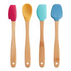 Mini Silicone and Bamboo Utensils 4 Pack