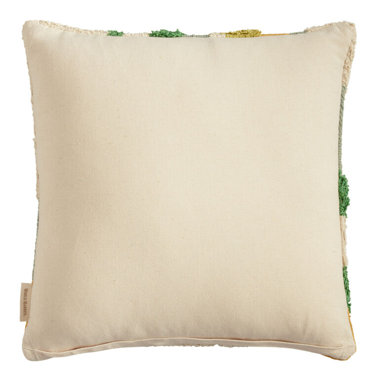 Green Tufted Monstera Leaf Throw Pillow image number 3