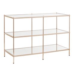 Aurora Gold Metal and Glass Console Table with Shelves