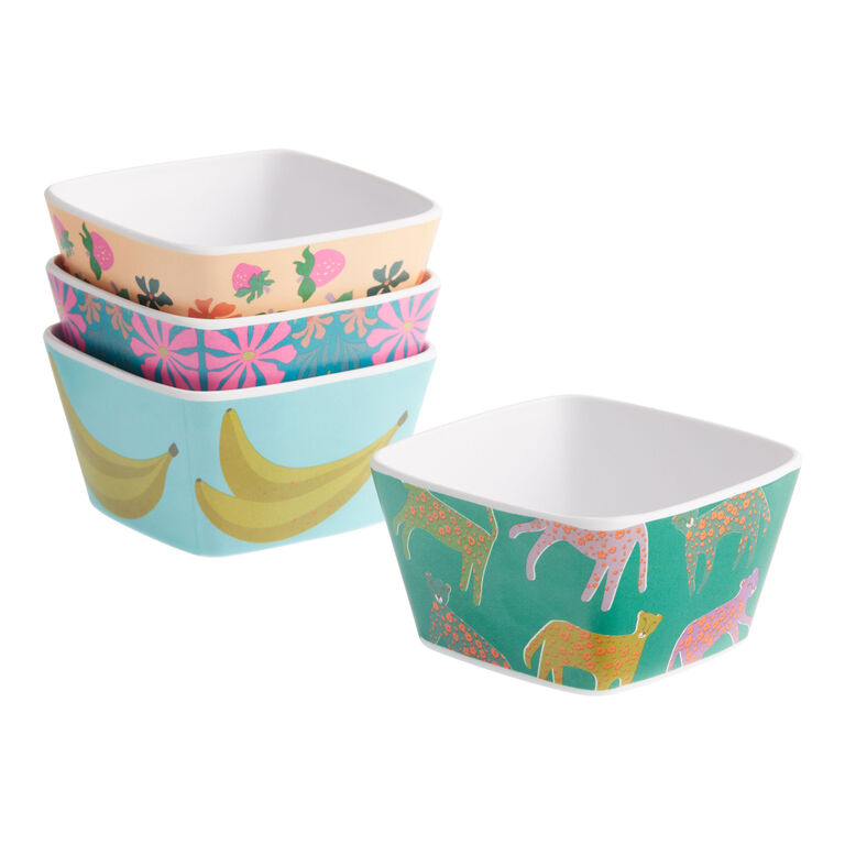 Tropicalia Square Multicolor Abstract Melamine Bowl 4 Pack image number 1
