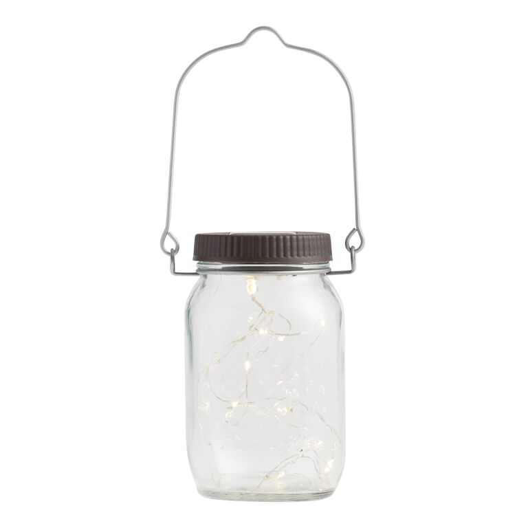 Glass Mason Jar Firefly Solar LED Lantern image number 1