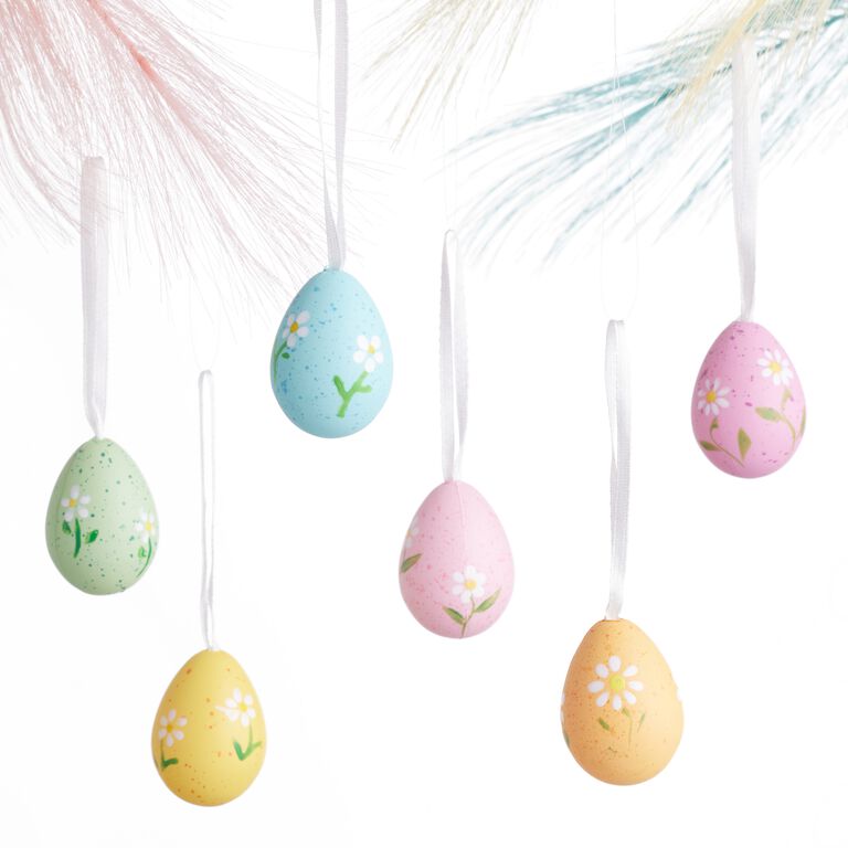 Mini Easter Egg Ornaments With Daisies 12 Pack image number 1