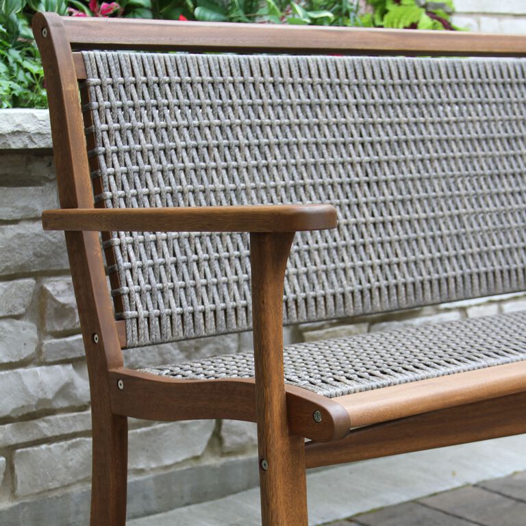 Galena Gray All Weather Wicker and Wood Outdoor Bench image number 5