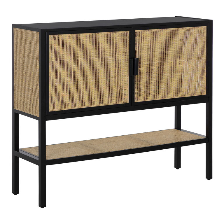 Leith Pine Wood and Rattan Cane Buffet with Shelf image number 1