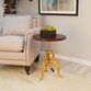 Lynwood Round Wood and Gold Adjustable Side Table image number 1