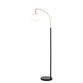 Tom Matte Black Metal and Frosted Glass Arc Floor Lamp image number 0