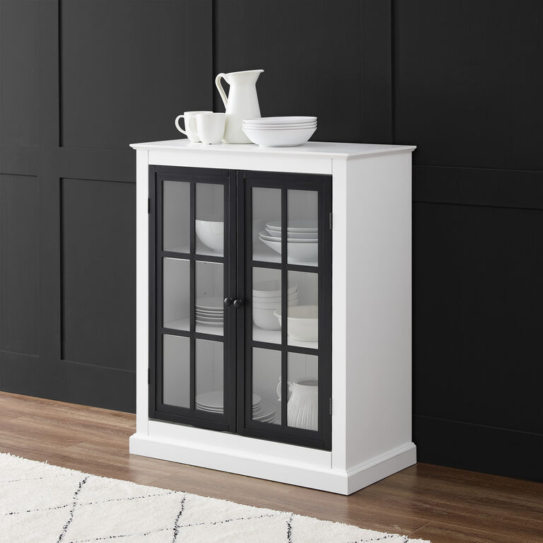Busnell White and Matte Black Wood Stackable Storage Cabinet image number 2