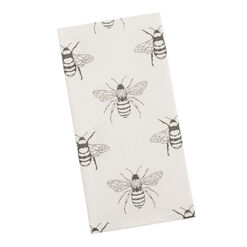 White And Charcoal Allover Bee Print Kitchen Towel