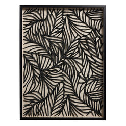 White And Black Rice Paper Leaf Shadow Box Wall Art