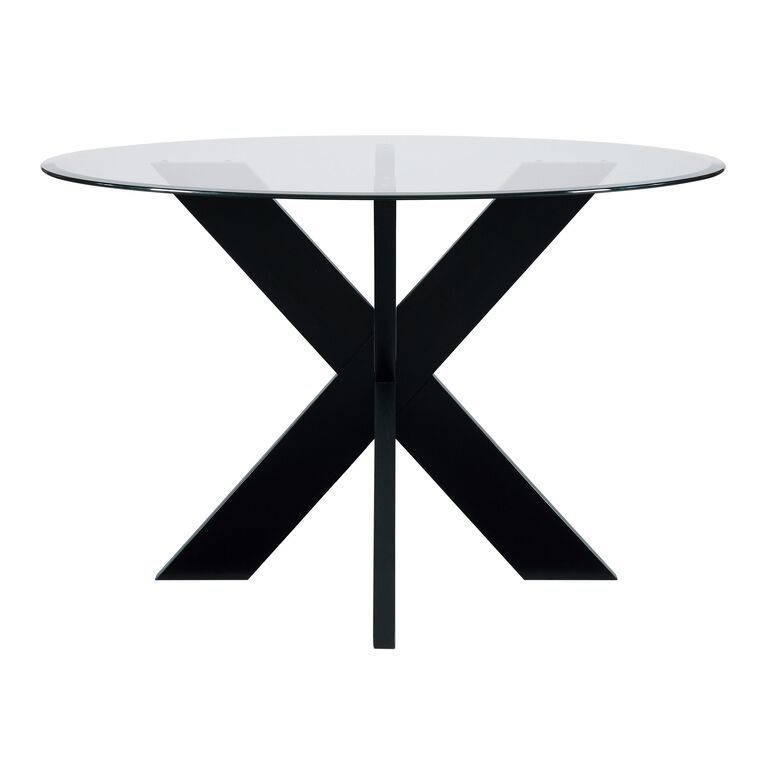 Kent Round Acacia Wood and Glass Top Dining Table image number 1