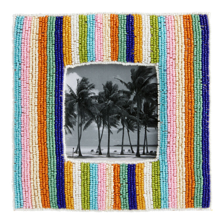 Square Multicolor Stripe Handmade Beaded Frame image number 1