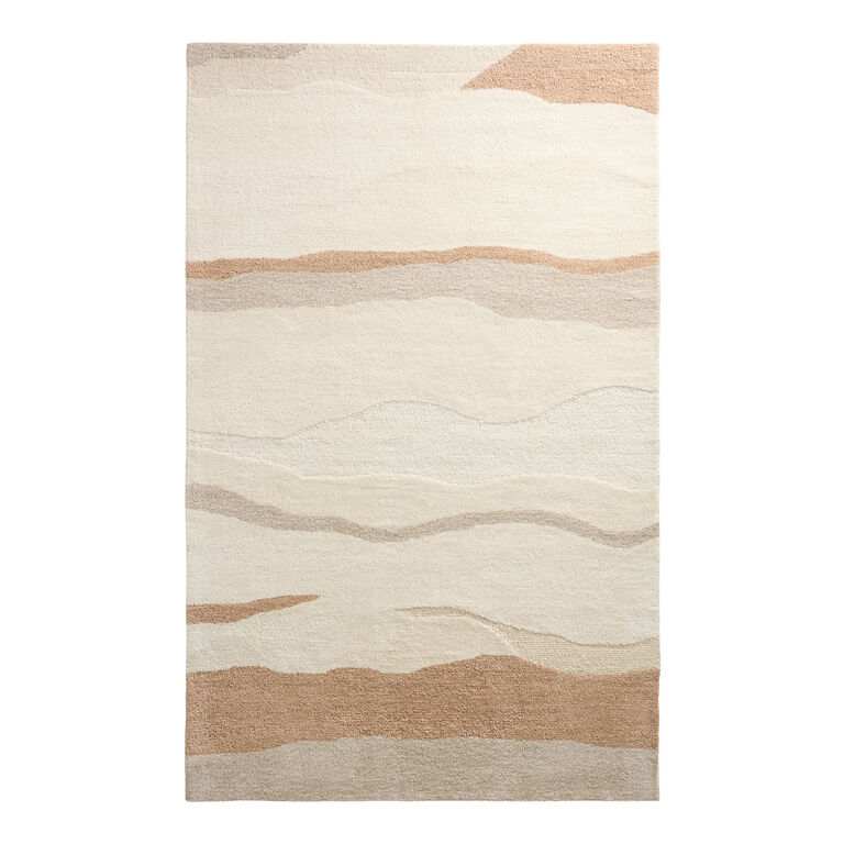 Lava Warm Terracotta and Ivory Modern Tufted Wool Area Rug image number 1