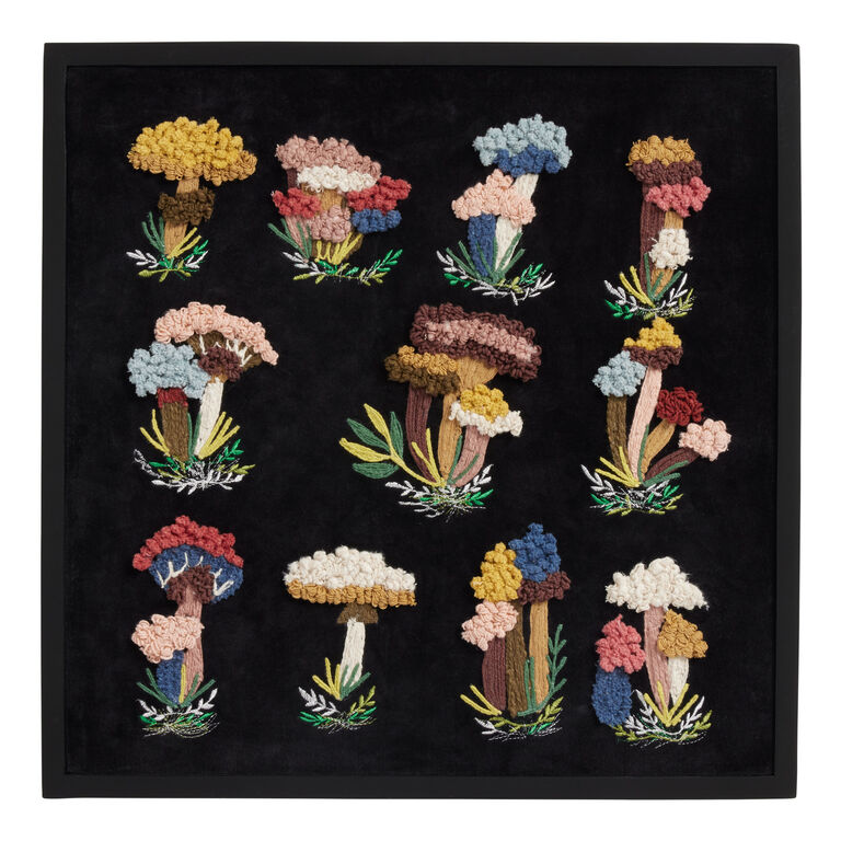 Mushroom Embroidered and Tufted Textile Framed Wall Art image number 1