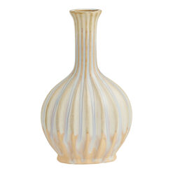 Green and Blue Reactive Glaze Fluted Ceramic Vase