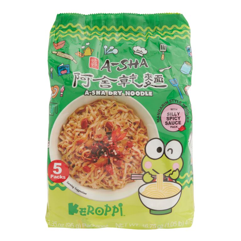 A-Sha Keroppi Silly Spicy Instant Noodles 5 Pack image number 1