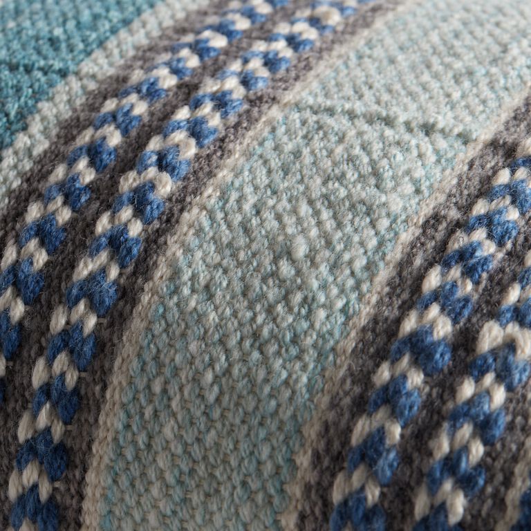 Blue Woven Stripe Indoor Outdoor Lumbar Pillow image number 4
