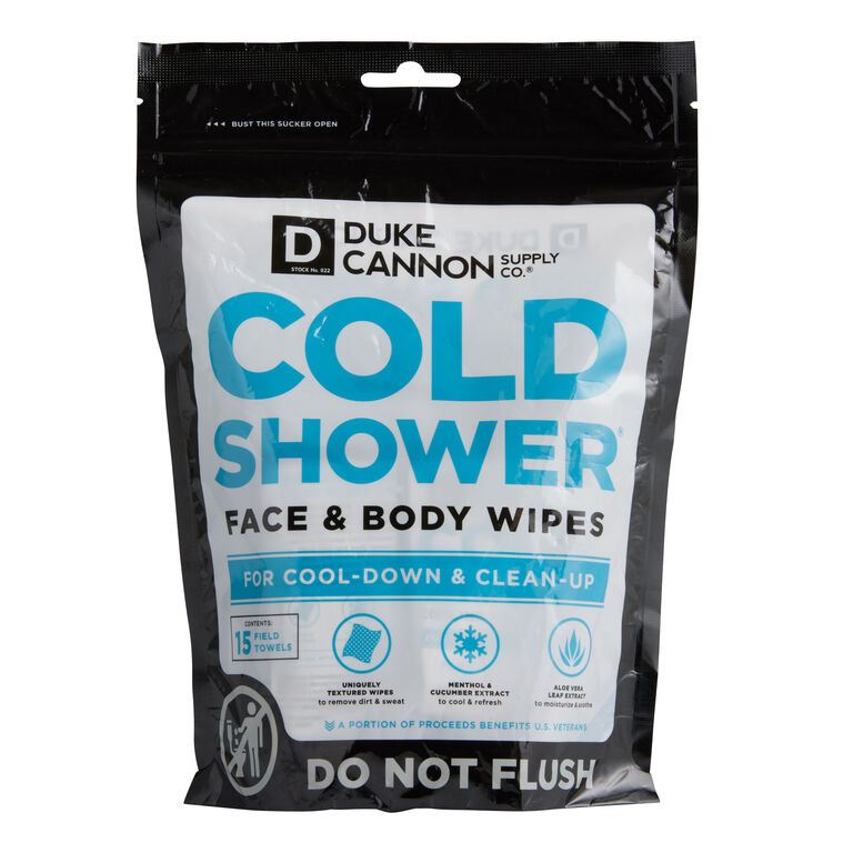 Duke Cannon Cold Shower Face & Body Wipes 15 Count image number 1