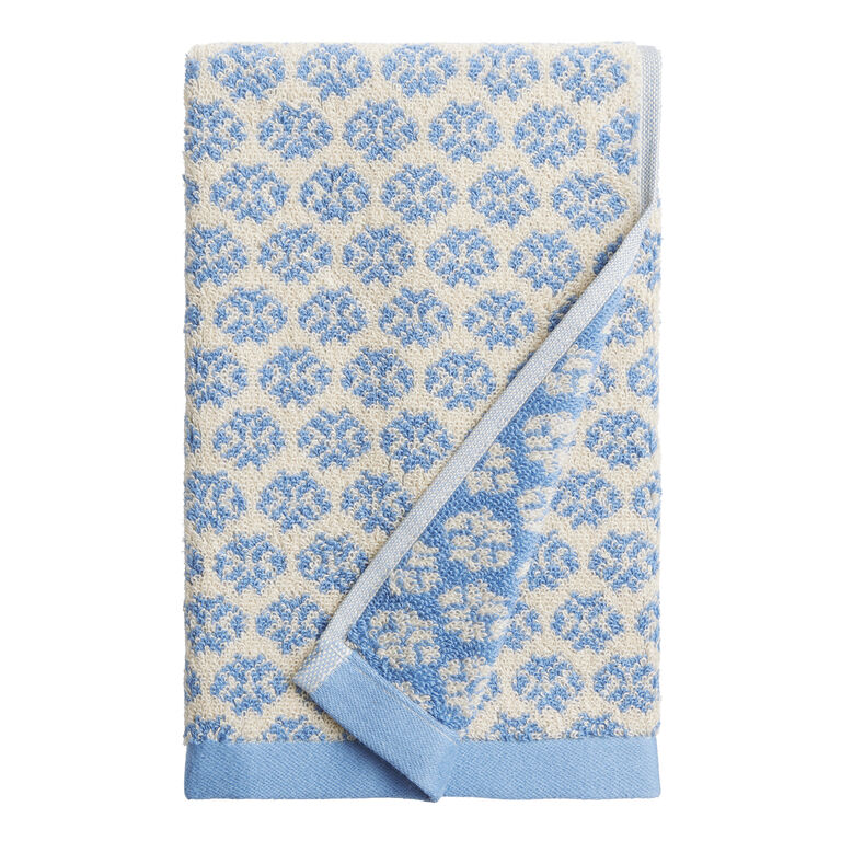 Aria Chambray Blue and Ivory Terry Hand Towel image number 1