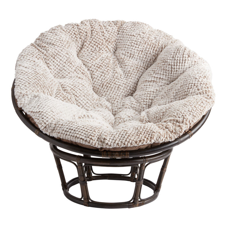 Frosted Latte Faux Fur Textured Papasan Chair Cushion image number 1