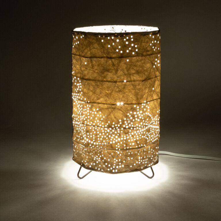 Alana White Laser Cut Fabric Cylinder Accent Lamp image number 2