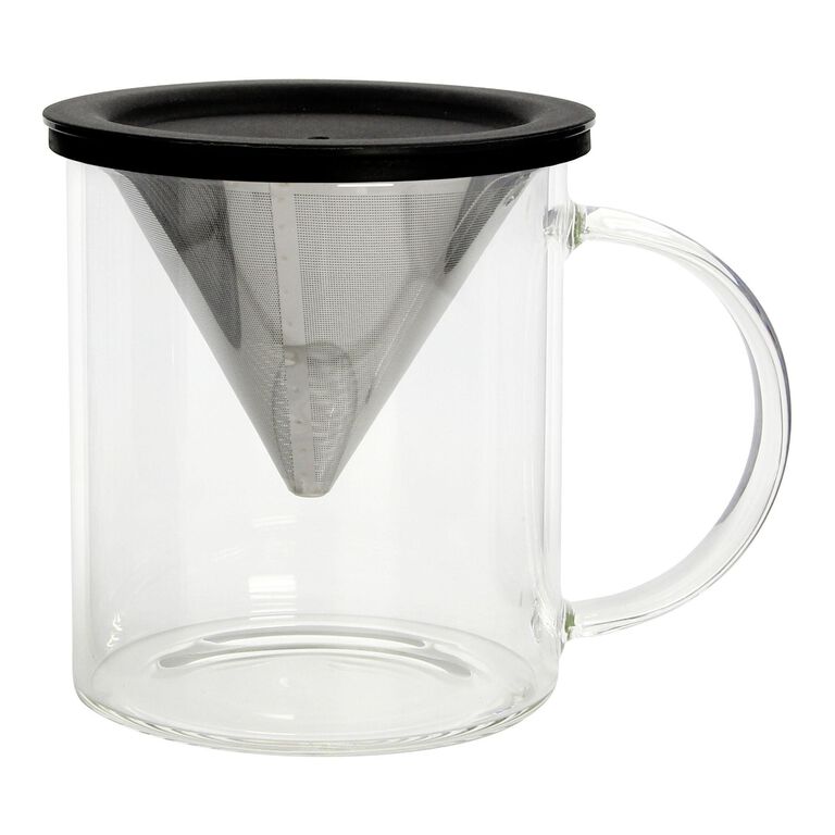 Glass Pour Over Coffee Cup and Reusable Filter Set image number 1