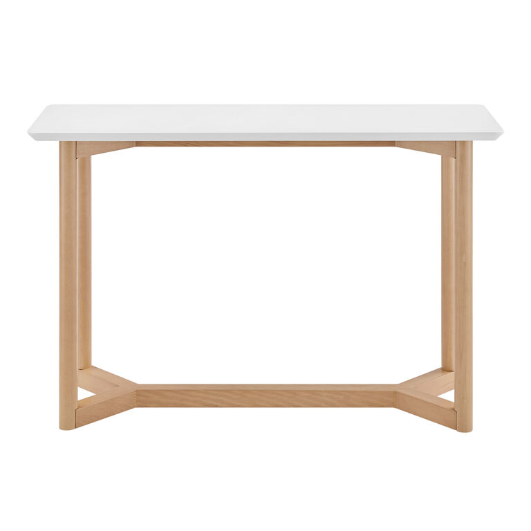 Oxford Matte White and Natural Wood Console Table image number 2