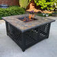 Talca Square Slate Tile and Black Steel Gas Fire Pit Table image number 1