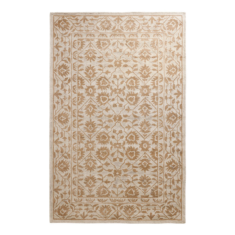 Eliza Brown Floral Traditional Style Tufted Wool Area Rug image number 1