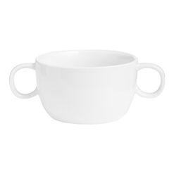 Coupe White Porcelain Soup Bowl With Handle Set Of 2