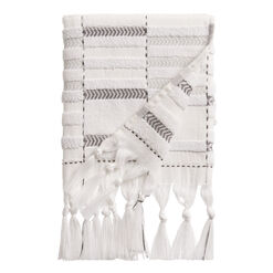 Aubrey Black And Ivory Sculpted Stripe Hand Towel