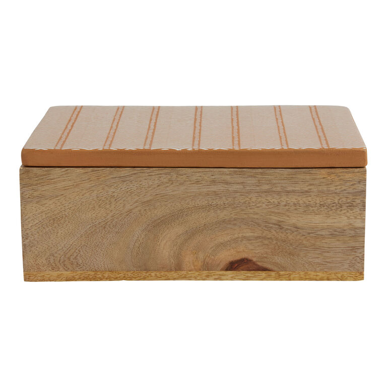 Wood Storage Box With Terracotta Lid image number 1