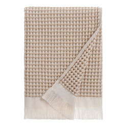 Sand and Ivory Waffle Weave Cotton Bath Towel