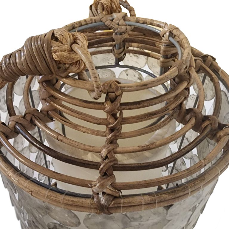 Napali Rattan and Capiz Shell Lantern Style Accent Lamp image number 5