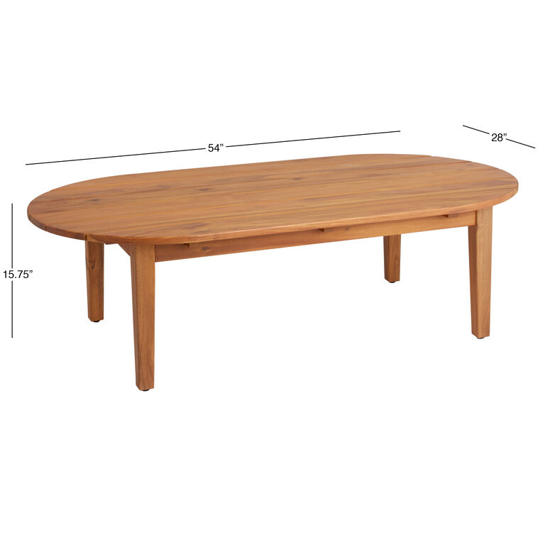Atrani Oval Natural Acacia Wood Outdoor Coffee Table image number 5