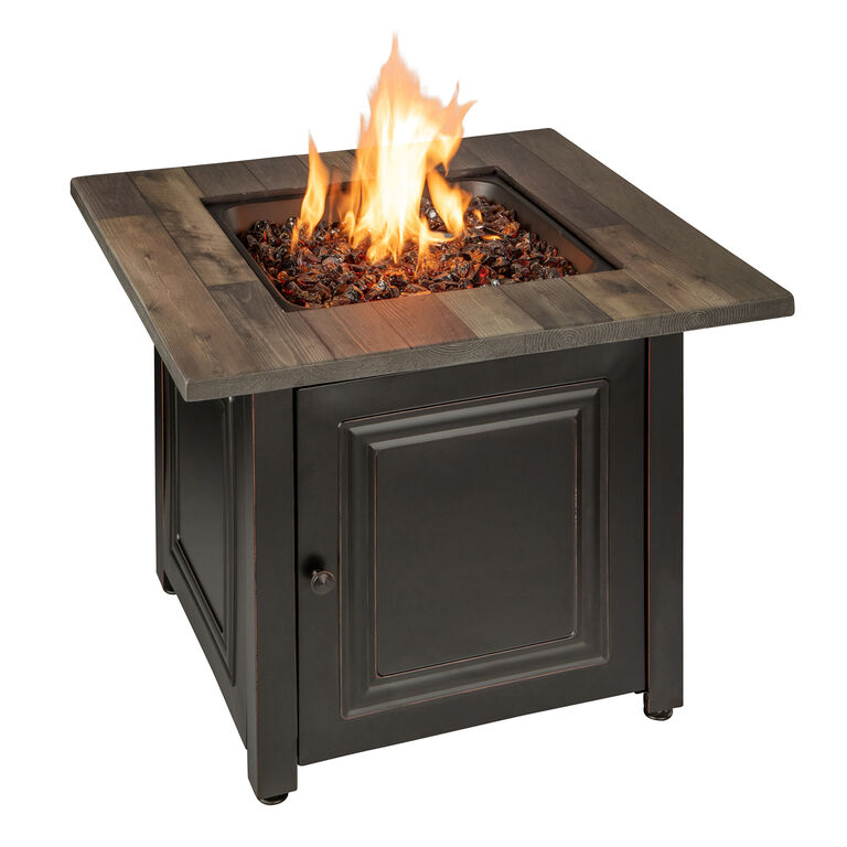 Molina Square Faux Wood and Bronze Steel Gas Fire Pit Table image number 4