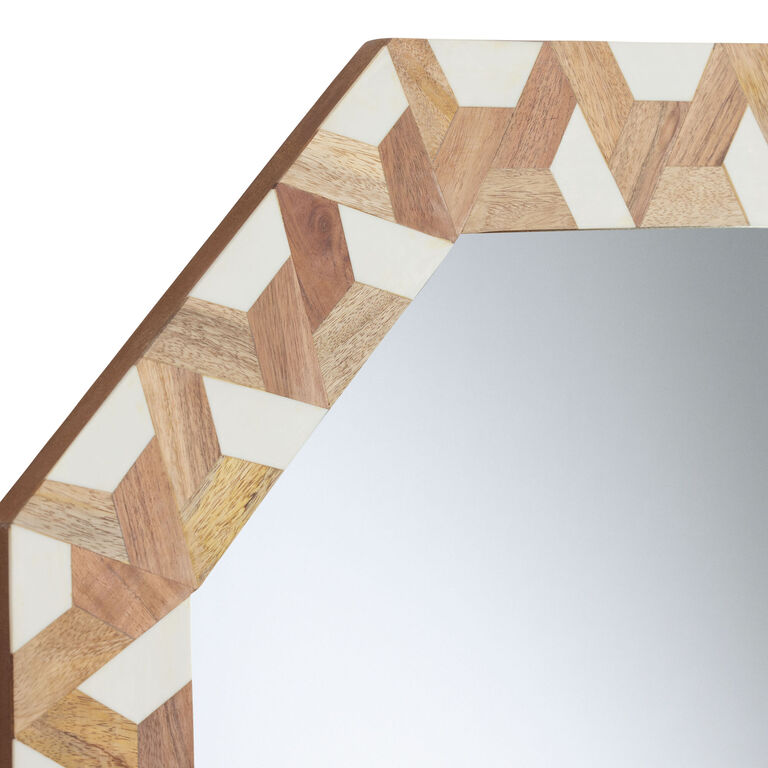 Stained Wood and Resin Parquet Geo Wall Mirror image number 4