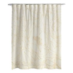 Sofia Ivory Tufted Floral Outline Shower Curtain