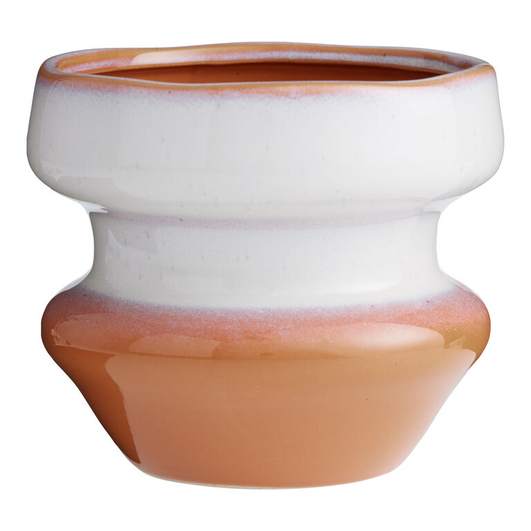 Orange And White Stacked Ceramic Planter image number 1