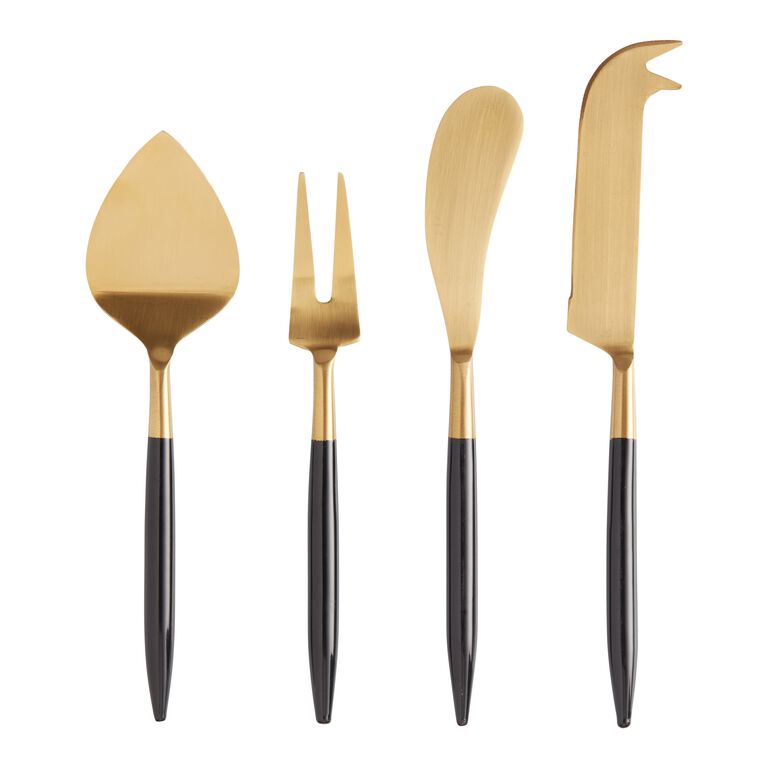 Shay Black And Gold Cheese Knives 4 Piece Set image number 1
