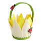 Yellow and Cream Felt Layered Flower Easter Basket image number 0