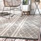 Cairo Gray And Ivory Lattice Stripe Indoor Outdoor Rug image number 2