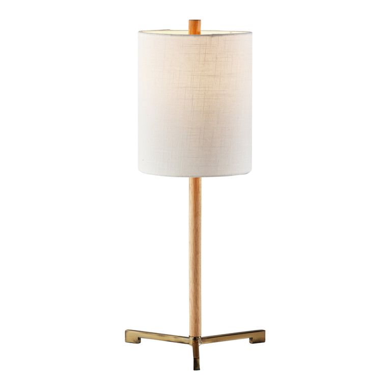 Milton Natural Wood and Metal Tripod Table Lamp image number 1