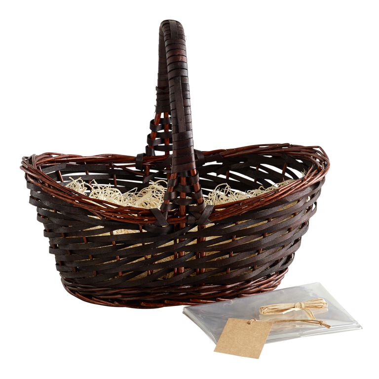 Dark Brown Gift Basket Kit With Handle image number 1