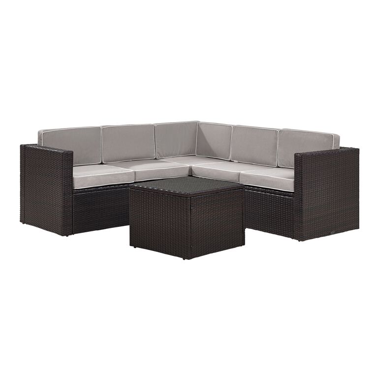 Pinamar Espresso and Gray All Weather 6 Pc Outdoor Sectional image number 1